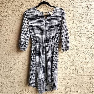 Collective Concepts Black and White Geometric 3/4 Sleeve Dress High Low …